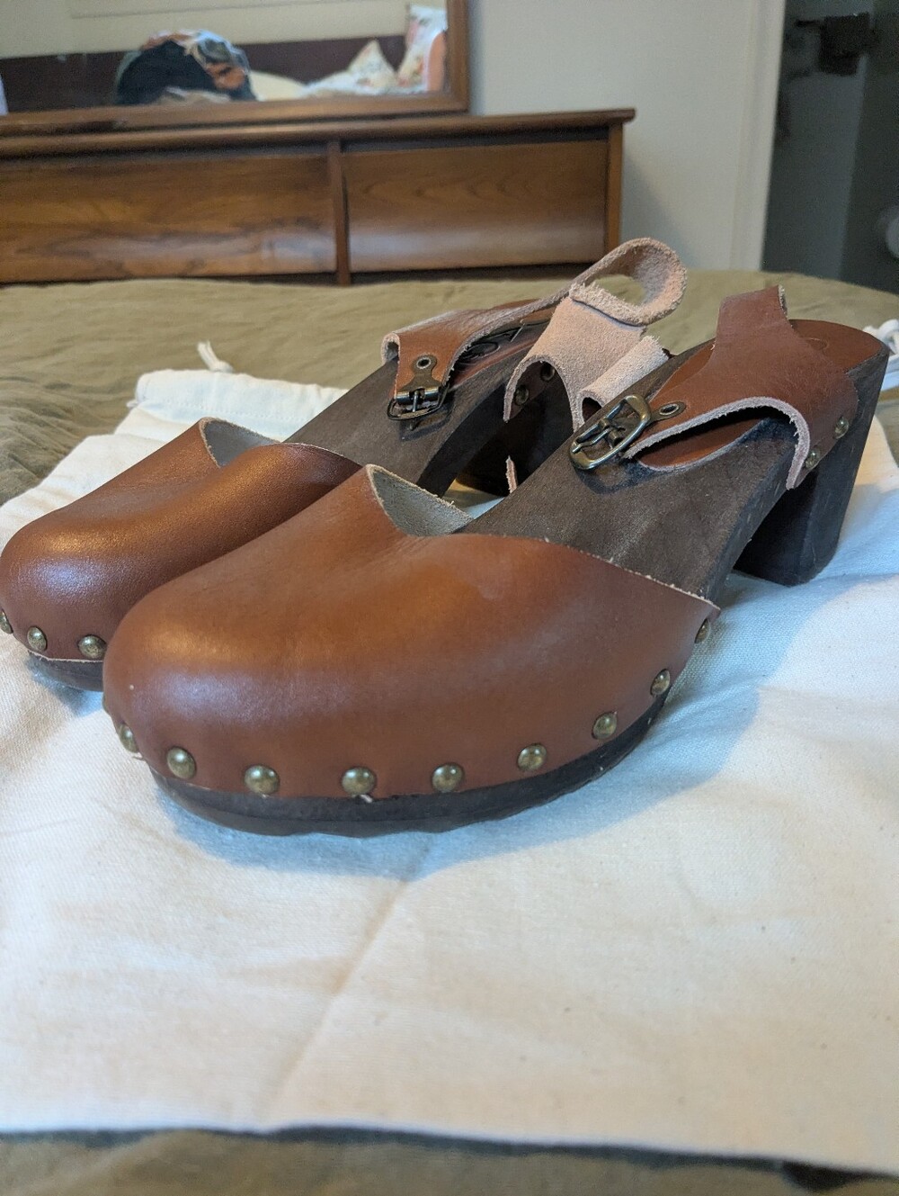 French Bosabo Clog "368" Leather Wood, Rubber Like New - Picture 3 of 9